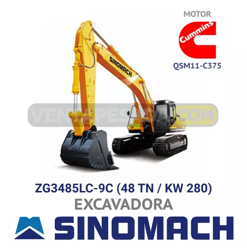 SINOMACH Excavadora ZG3485LC 9C Motor Cummins QSM11 C375