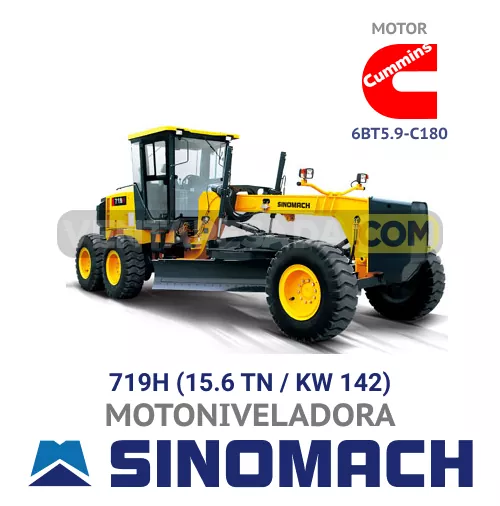 SINOMACH Motoniveladora 719H Motor Cummins 6bt5 9 C180